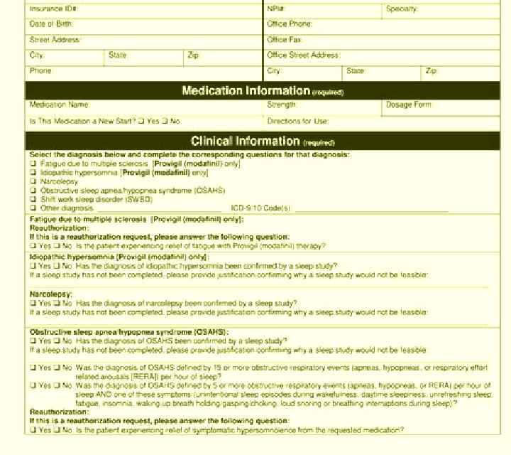 Provigil provigil pre authorization request form tablet